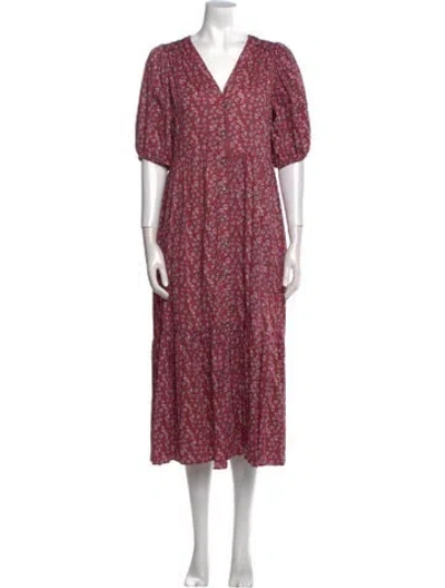 Pre-owned Xirena Floral Print Long Dress In Red