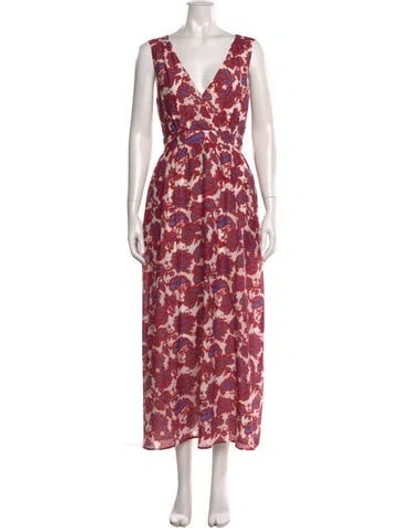 Pre-owned Xirena Floral Print Long Dress In Red