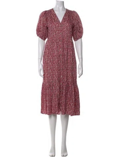 Pre-owned Xirena Floral Print Long Dress In Red