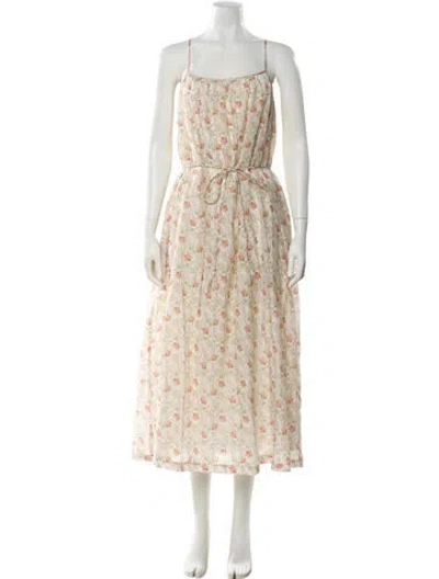 Pre-owned Xirena Floral Print Long Dress W/ Tags In Neutral