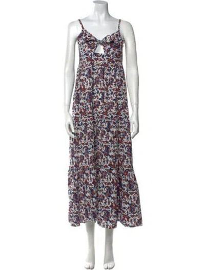 Pre-owned Xirena Floral Print Long Dress In White