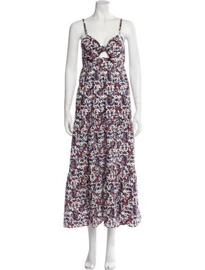 Pre-owned Xirena Floral Print Long Dress In White