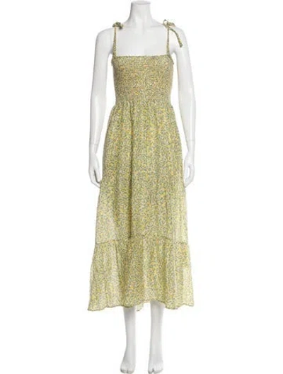 Pre-owned Xirena Floral Print Long Dress In Yellow