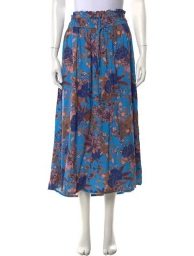 Pre-owned Xirena Floral Print Long Skirt In Blue