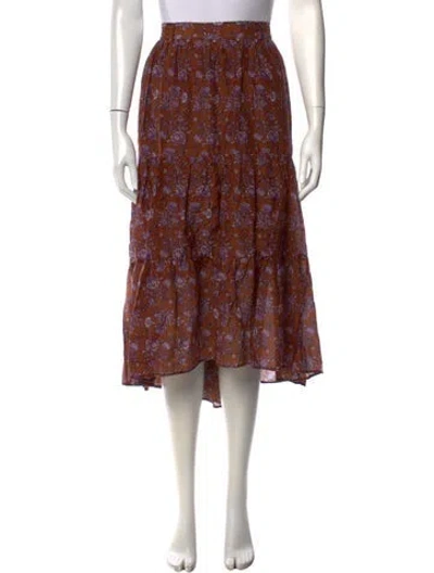 Pre-owned Xirena Floral Print Long Skirt In Brown