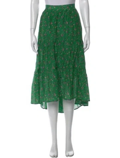 Pre-owned Xirena Floral Print Long Skirt In Green