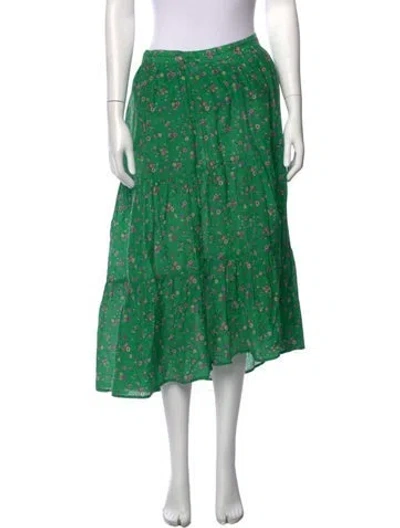 Pre-owned Xirena Floral Print Long Skirt In Green