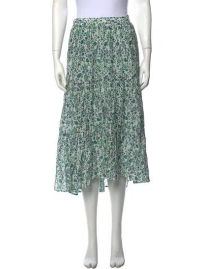 Pre-owned Xirena Floral Print Long Skirt In Green