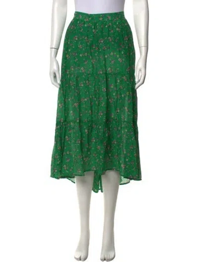 Pre-owned Xirena Floral Print Long Skirt In Green