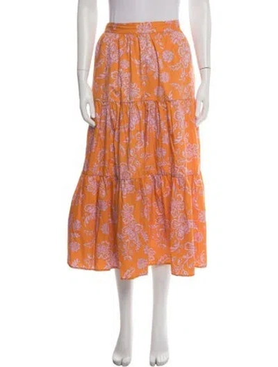 Pre-owned Xirena Floral Print Long Skirt In Orange