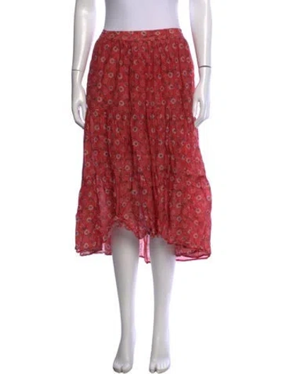 Pre-owned Xirena Floral Print Long Skirt In Red