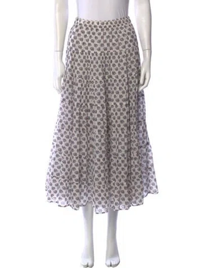 Pre-owned Xirena Floral Print Long Skirt In White