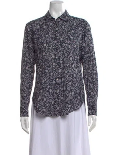 Pre-owned Xirena Floral Print Long Sleeve Blouse In Blue