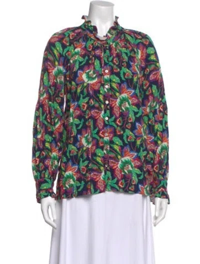 Pre-owned Xirena Floral Print Long Sleeve Blouse In Multi