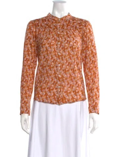 Pre-owned Xirena Floral Print Long Sleeve Blouse In Multi