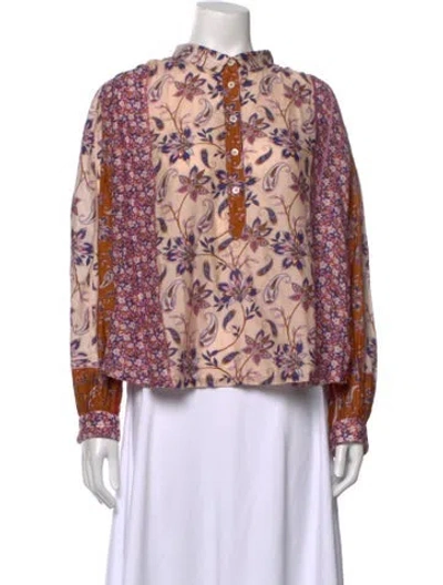 Pre-owned Xirena Floral Print Long Sleeve Blouse In Multicolor