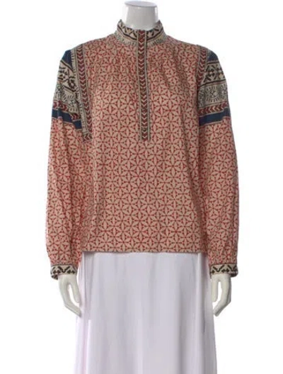 Pre-owned Xirena Floral Print Long Sleeve Blouse In Neutral