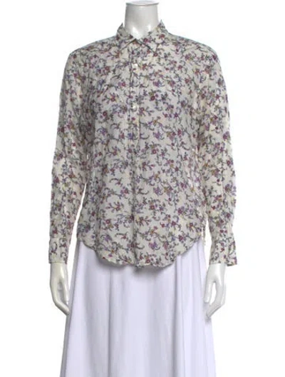 Pre-owned Xirena Floral Print Long Sleeve Blouse In Neutral