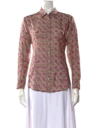 Pre-owned Xirena Floral Print Long Sleeve Blouse In Neutral