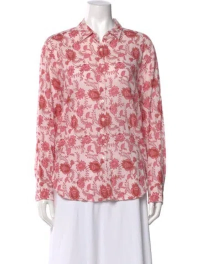 Pre-owned Xirena Floral Print Long Sleeve Blouse In Pink