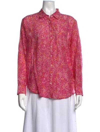 Pre-owned Xirena Floral Print Long Sleeve Blouse In Pink