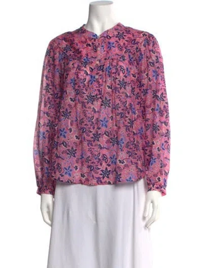 Pre-owned Xirena Floral Print Long Sleeve Blouse In Pink
