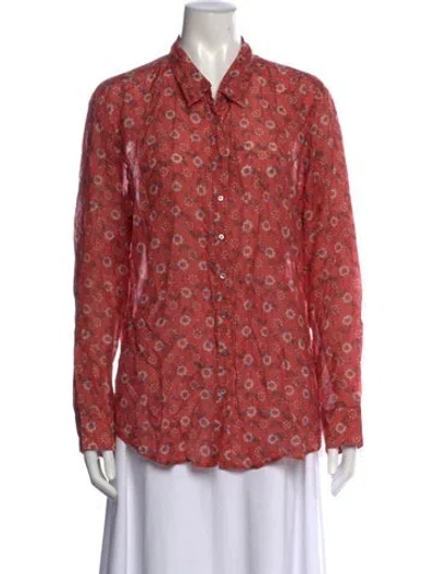 Pre-owned Xirena Floral Print Long Sleeve Blouse In Red