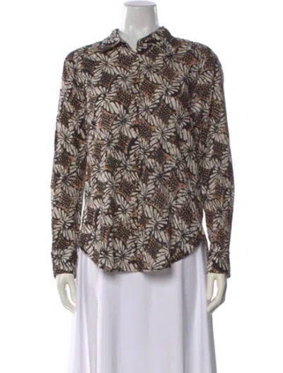 Pre-owned Xirena Floral Print Long Sleeve Blouse W/ Tags In Blue