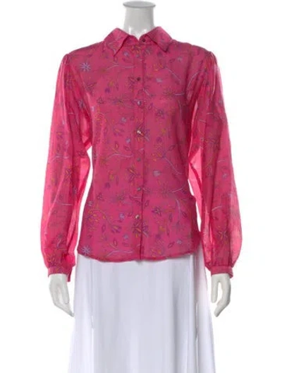 Pre-owned Xirena Floral Print Long Sleeve Blouse W/ Tags In Pink