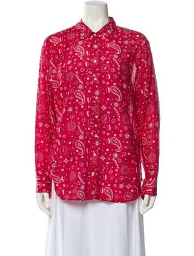 Pre-owned Xirena Floral Print Long Sleeve Button-up Top In Red