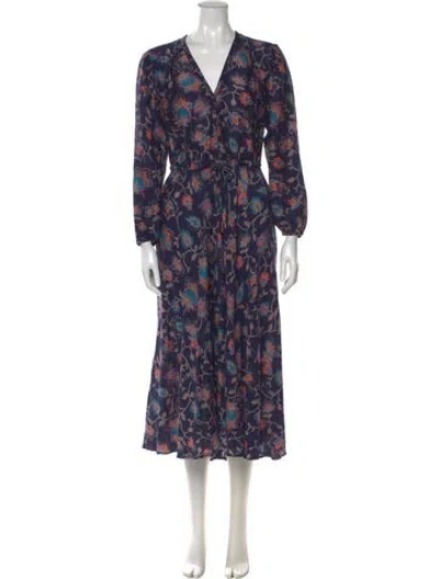 Pre-owned Xirena Floral Print Midi Length Dress In Blue