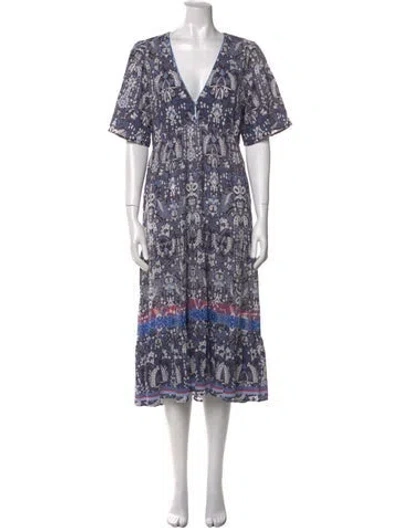 Pre-owned Xirena Floral Print Midi Length Dress In Blue