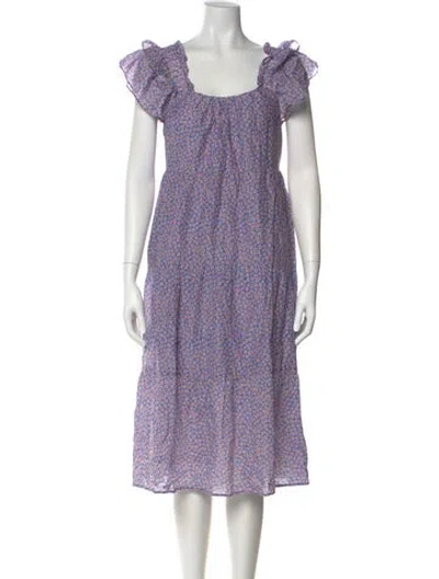 Pre-owned Xirena Floral Print Midi Length Dress In Blue