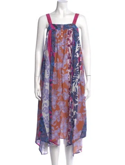 Pre-owned Xirena Floral Print Midi Length Dress In Blue