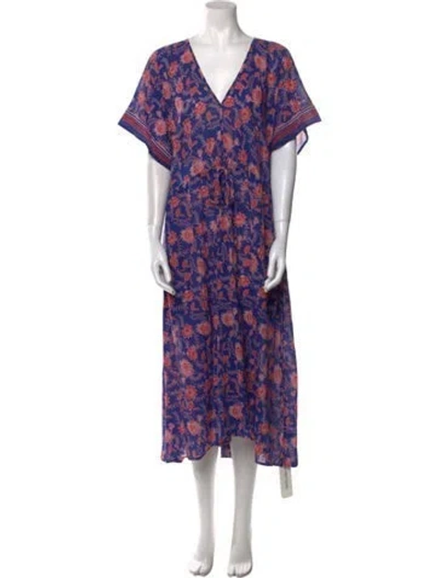 Pre-owned Xirena Floral Print Midi Length Dress In Blue
