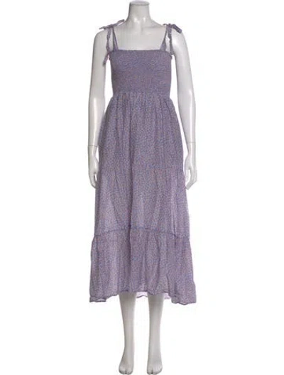 Pre-owned Xirena Floral Print Midi Length Dress In Blue