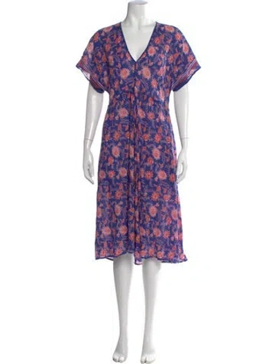Pre-owned Xirena Floral Print Midi Length Dress In Blue