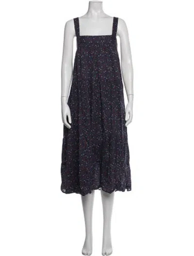 Pre-owned Xirena Floral Print Midi Length Dress In Blue
