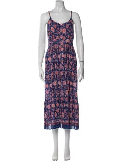 Pre-owned Xirena Floral Print Midi Length Dress In Blue