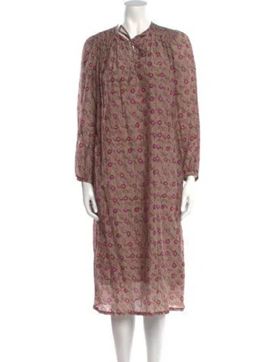 Pre-owned Xirena Floral Print Midi Length Dress In Brown