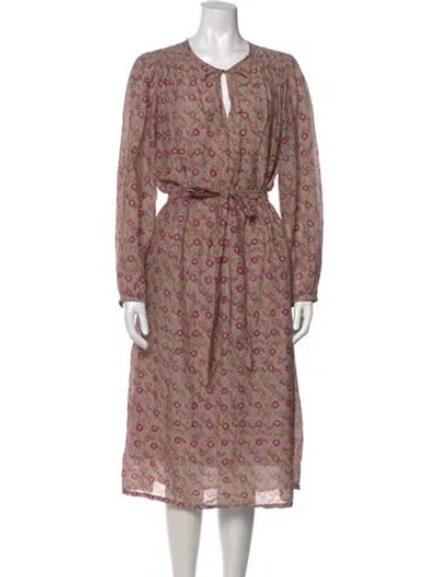 Pre-owned Xirena Floral Print Midi Length Dress In Brown