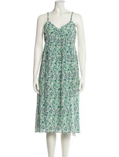 Pre-owned Xirena Floral Print Midi Length Dress In Green