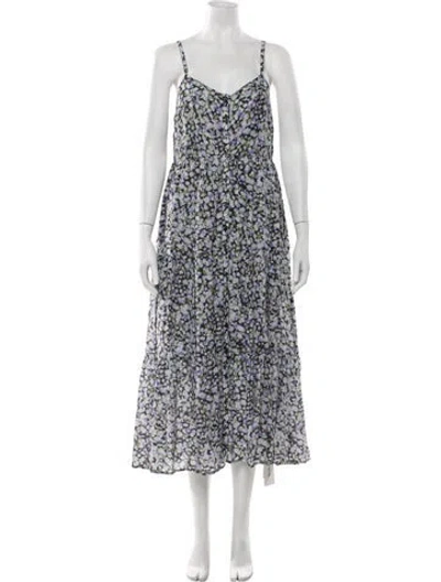 Pre-owned Xirena Floral Print Midi Length Dress In Grey