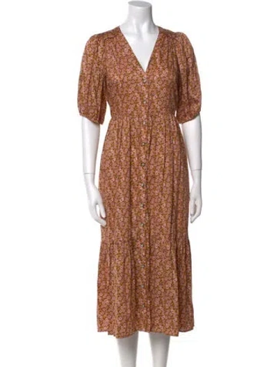 Pre-owned Xirena Floral Print Midi Length Dress In Multi