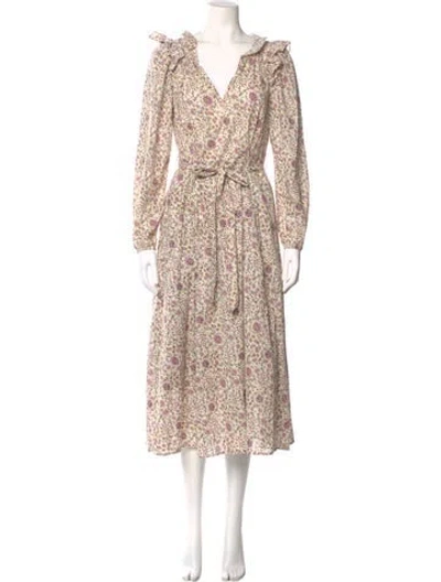 Pre-owned Xirena Floral Print Midi Length Dress In Neutral