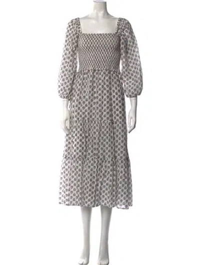 Pre-owned Xirena Floral Print Midi Length Dress In Neutrals
