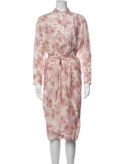 Pre-owned Xirena Floral Print Midi Length Dress In Neutrals