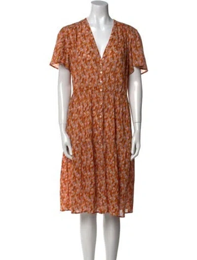 Pre-owned Xirena Floral Print Midi Length Dress In Orange