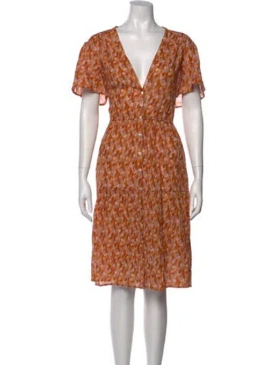 Pre-owned Xirena Floral Print Midi Length Dress In Orange