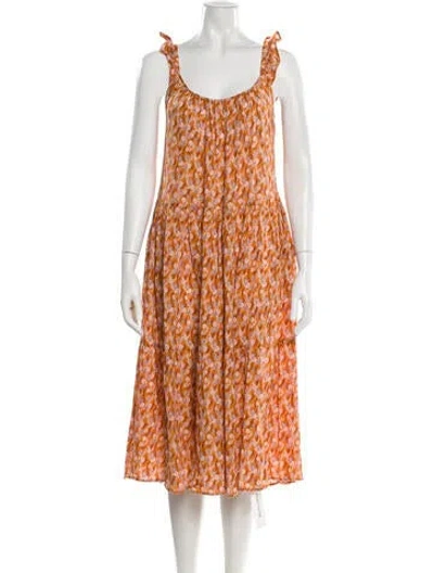 Pre-owned Xirena Floral Print Midi Length Dress In Orange